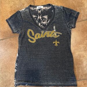 Gray and Gold Saints V-Neck T-Shirt